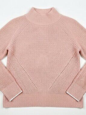 Gap NWT 100% Cotton Ribbed Shaker Knit Mock TurtleNeck Sweater Blush XS Petite